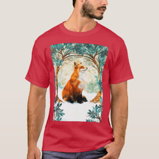 Fox Art Winter SKY T-Shirt