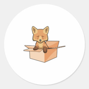Fox as Baby in Box Classic Round Sticker