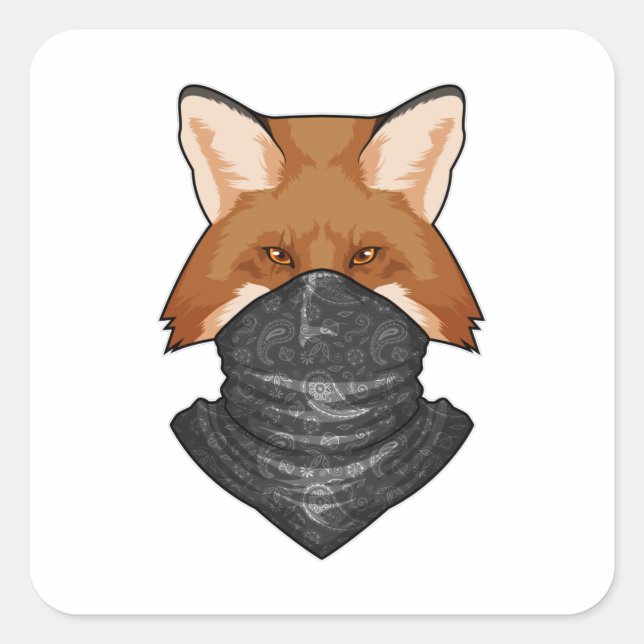 Fox as Bandit with Kerchief Square Sticker (Front)