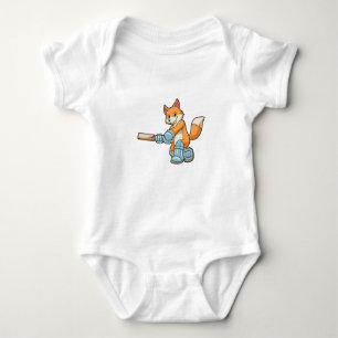 Fox as Batsman with Cricket bat Baby Bodysuit