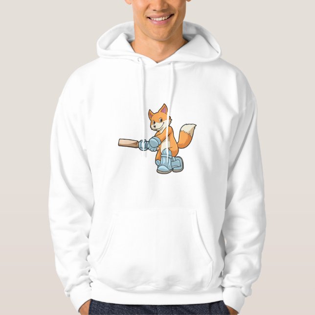 Fox as Batsman with Cricket bat Hoodie (Front)