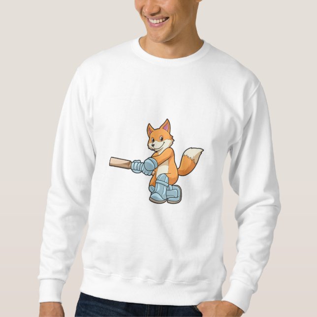 Fox as Batsman with Cricket bat Sweatshirt (Front)