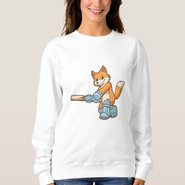 Fox as Batsman with Cricket bat Sweatshirt (Front)