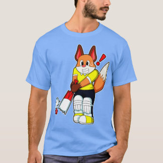 Fox as Batsman with Cricket bat T-Shirt