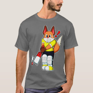 Fox as Batsman with Cricket bat T-Shirt
