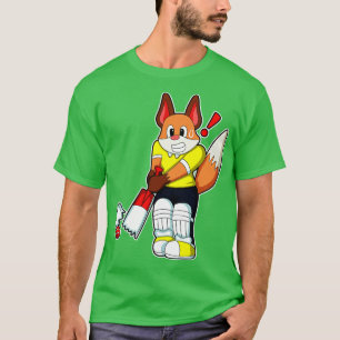 Fox as Batsman with Cricket bat T-Shirt