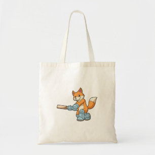 Fox as Batsman with Cricket bat Tote Bag