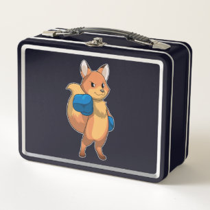 Fox as Boxer with Boxing gloves Metal Lunch Box