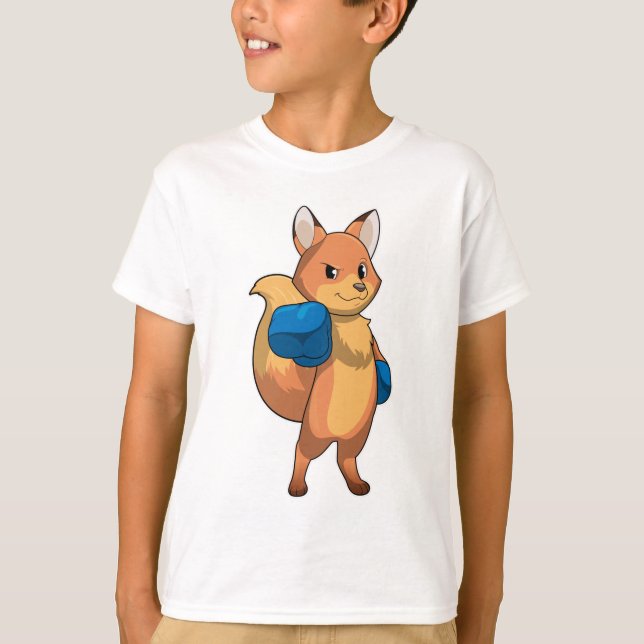 Fox as Boxer with Boxing gloves T-Shirt (Front)