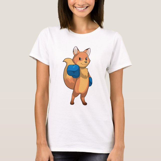 Fox as Boxer with Boxing gloves T-Shirt (Front)