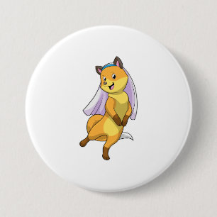 Fox as Bride with Veil 7.5 Cm Round Badge