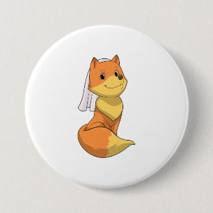 Fox as Bride with Veil 7.5 Cm Round Badge