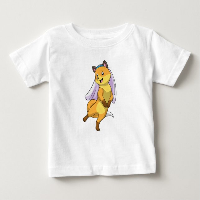 Fox as Bride with Veil Baby T-Shirt (Front)