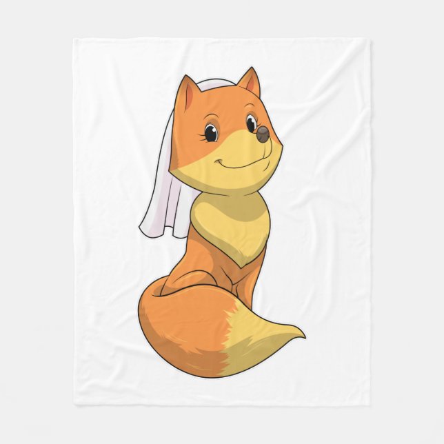 Fox as Bride with Veil Fleece Blanket (Front)