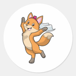 Fox as Bride with Veil & Heart Classic Round Sticker