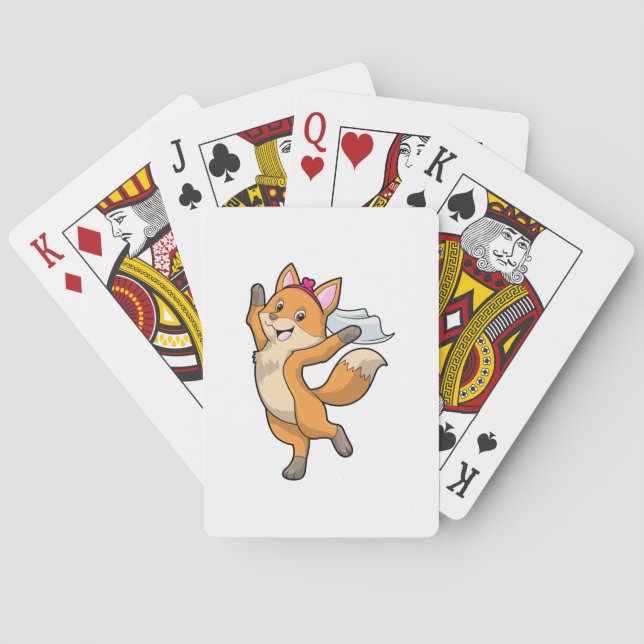 Fox as Bride with Veil & Heart Playing Cards (Back)