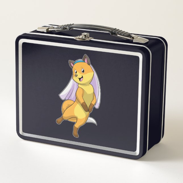 Fox as Bride with Veil Metal Lunch Box (Front)