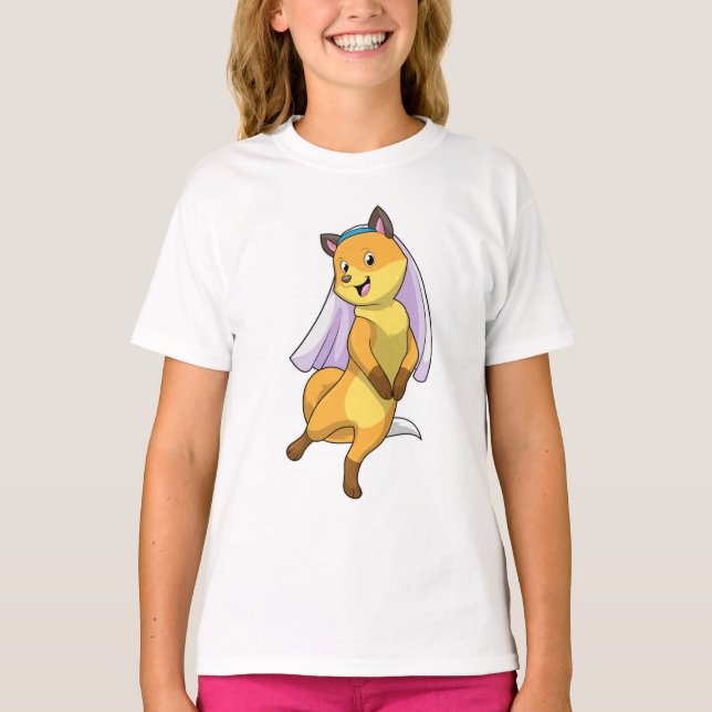 Fox as Bride with Veil T-Shirt (Front)