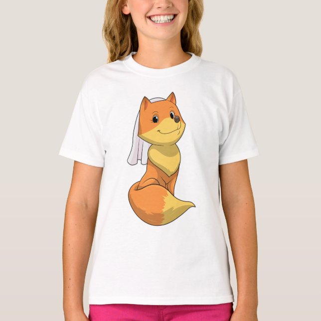 Fox as Bride with Veil T-Shirt (Front)