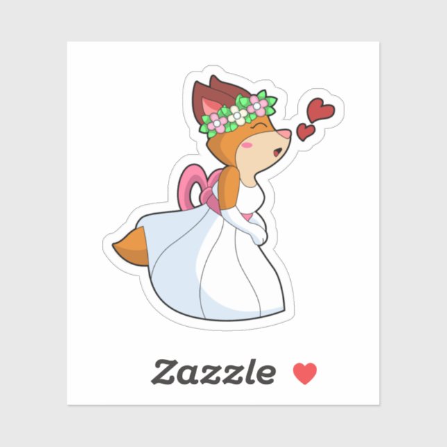 Fox as Bride with with Wedding dress & Flower wrea (Sheet)