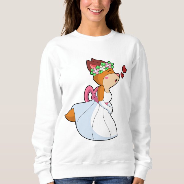 Fox as Bride with with Wedding dress & Flower wrea Sweatshirt (Front)