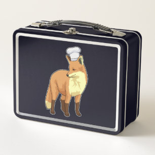 Fox as Cook with Chef hat Metal Lunch Box