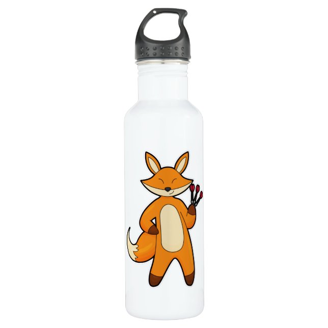Fox as Dart player with Darts 710 Ml Water Bottle (Front)
