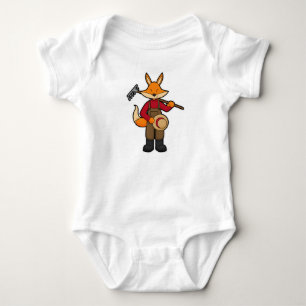 Fox as Farmer with Rake & Hat Baby Bodysuit