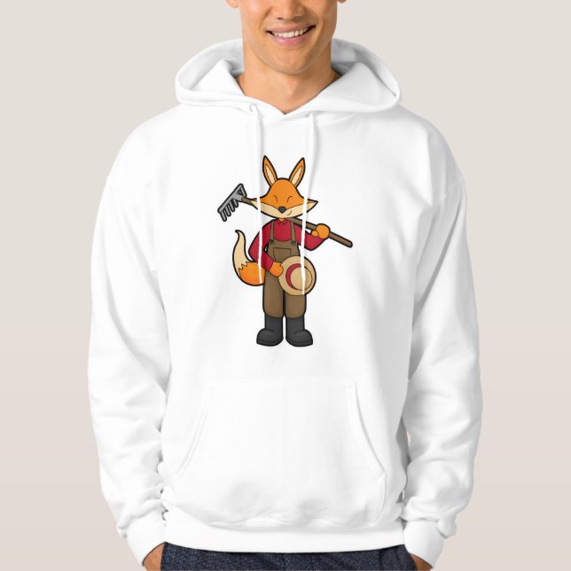 Fox as Farmer with Rake & Hat Hoodie (Front)
