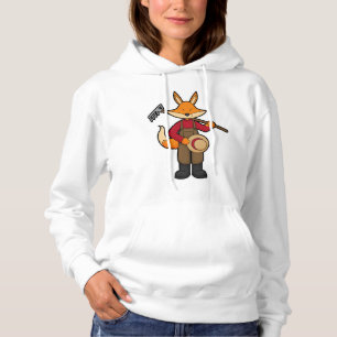 Fox as Farmer with Rake & Hat Hoodie