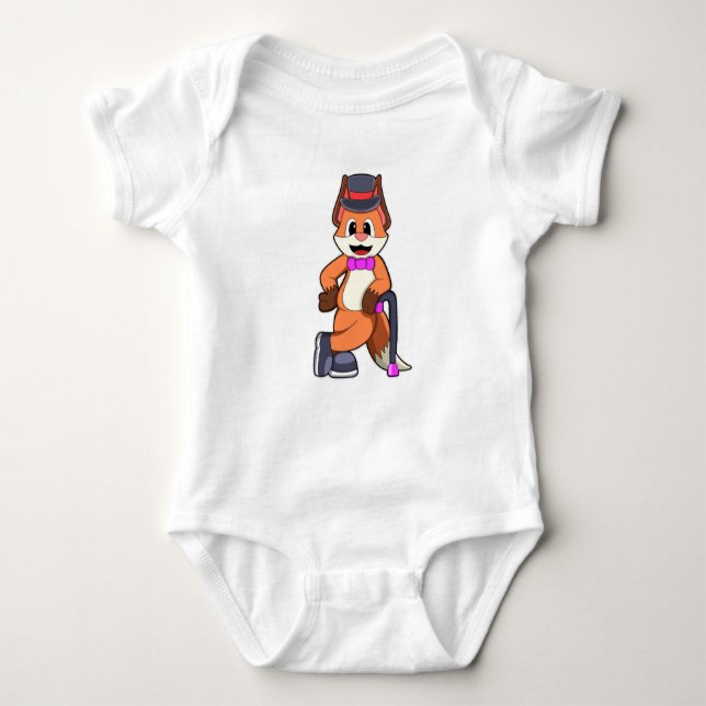 Fox as Gentleman with Hat & Stick Baby Bodysuit (Front)