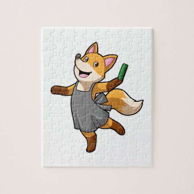 Fox as Hairdresser with Scissors Jigsaw Puzzle (Vertical)