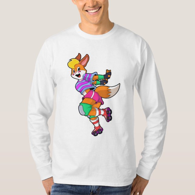 Fox as Inline Skater with Inline Skates T-Shirt (Front)