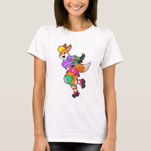 Fox as Inline Skater with Inline Skates T-Shirt