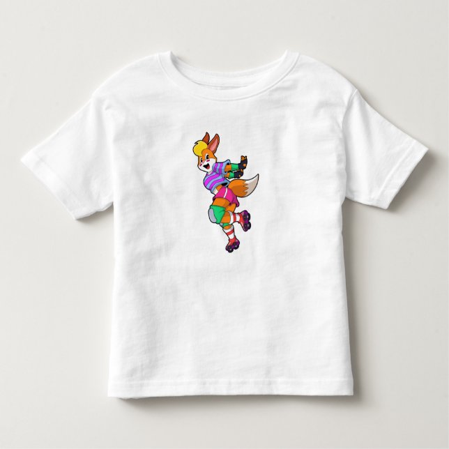 Fox as Inline Skater with Inline Skates Toddler T-Shirt (Front)