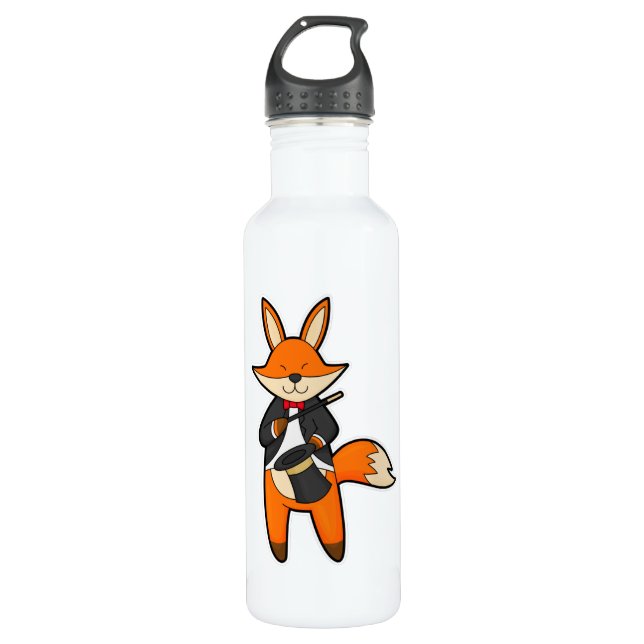 Fox as Magician with Magic wand & Hat 710 Ml Water Bottle (Front)