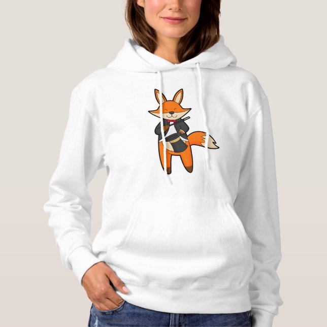 Fox as Magician with Magic wand & Hat Hoodie (Front)