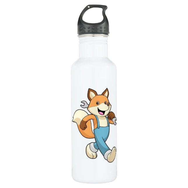 Fox as Mechanic with Wrench 710 Ml Water Bottle (Front)