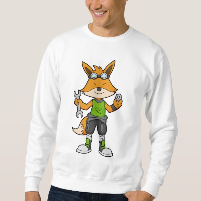 Fox as Mechanic with Wrench & Nut Sweatshirt (Front)