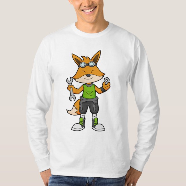 Fox as Mechanic with Wrench & Nut T-Shirt (Front)