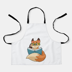 Fox as Nerd with Book & Glasses Apron