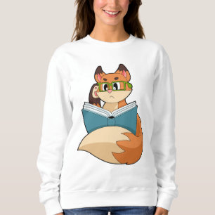 Fox as Nerd with Book & Glasses Sweatshirt