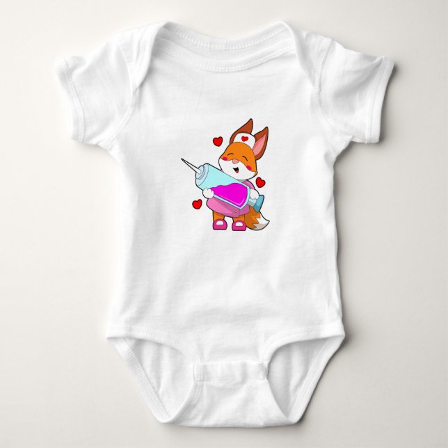 Fox as Nurse with Syringe Baby Bodysuit (Front)
