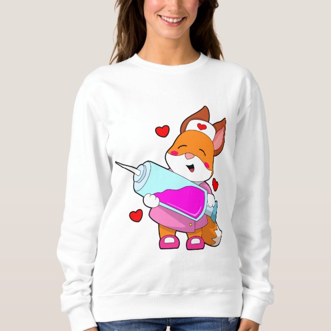 Fox as Nurse with Syringe Sweatshirt (Front)