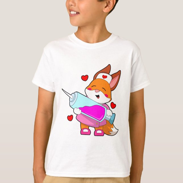 Fox as Nurse with Syringe T-Shirt (Front)