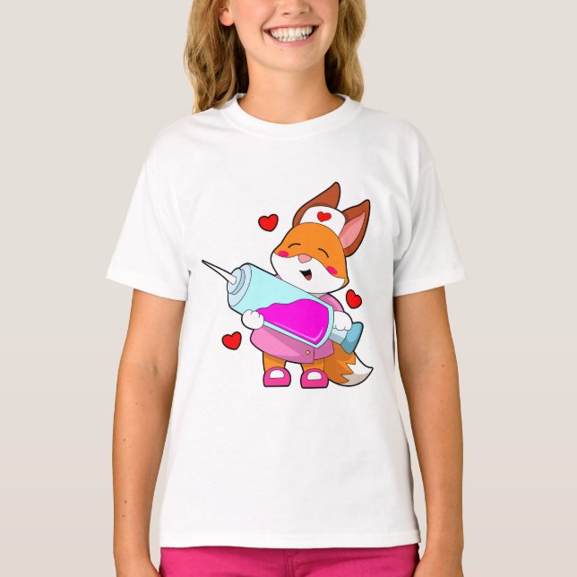 Fox as Nurse with Syringe T-Shirt (Front)