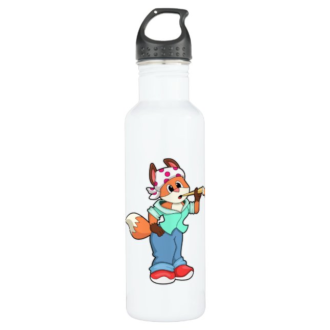 Fox as Painter with Brush & Colour 710 Ml Water Bottle (Front)
