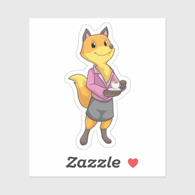 Fox as Secretary with Coffee Cup (Sheet)