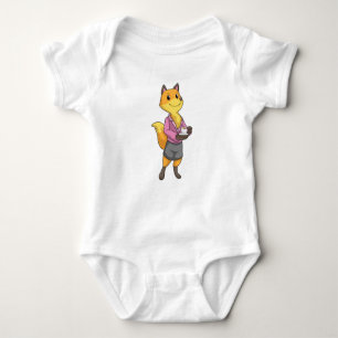 Fox as Secretary with Coffee Cup Baby Bodysuit
