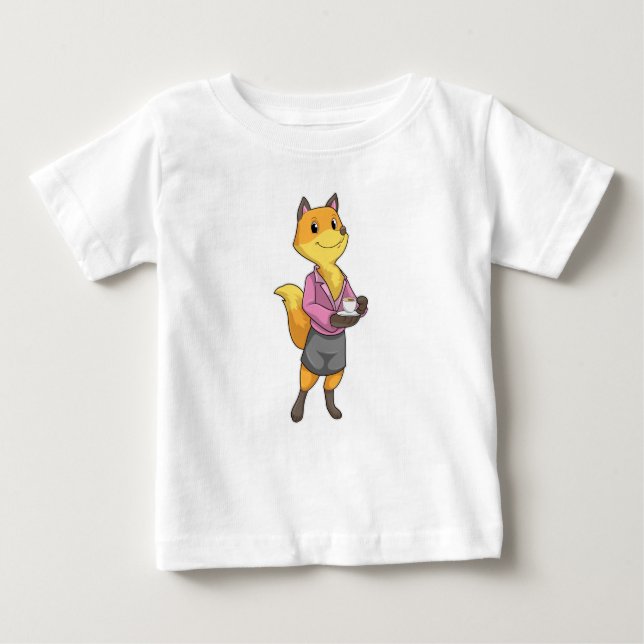 Fox as Secretary with Coffee Cup Baby T-Shirt (Front)